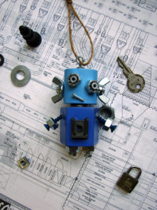 Blue Confused Robot Ornament