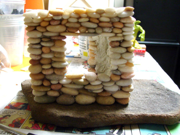 Beach Pebble Stacked Stone Fairy House in Progress – Trilby Works