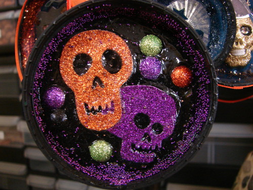 Upcycled Halloween Ornament Made From Metal and Plastic Container Lids